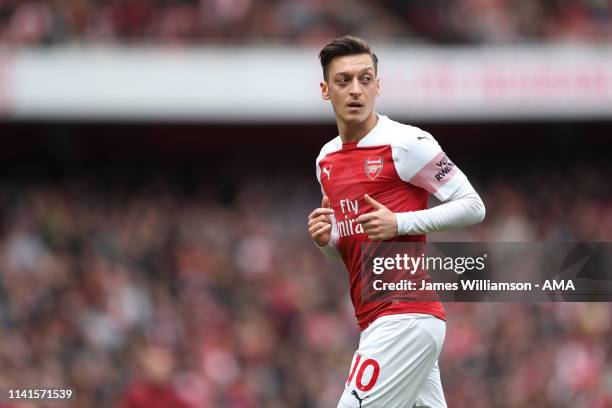 Mesut Ozil of Arsenal during the Premier League match between Arsenal FC and Brighton & Hove Albion at Emirates Stadium on May 5, 2019 in London,...