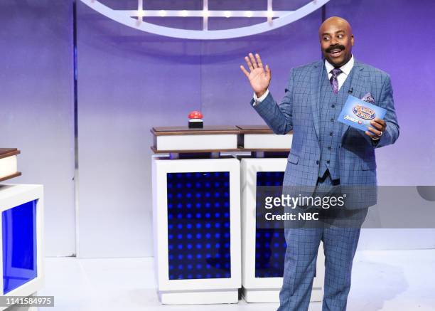 Adam Sandler" Episode 1765 -- Pictured: Kenan Thompson as Steve Harvey during the "Family Feud" Cold Open on Saturday, May 4, 2019 --