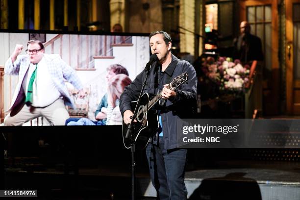 Adam Sandler" Episode 1765 -- Pictured: Host Adam Sandler during the "Farley Song" sketch on Saturday, May 4, 2019 --