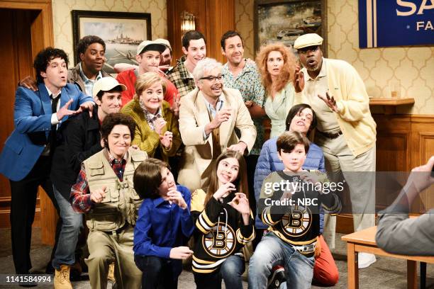 Adam Sandler" Episode 1765 -- Pictured: Beck Bennett as The Wedding Singer, Kenan Thompson as Ron Baker, Kyle Mooney as Ray Sandler, Melissa...