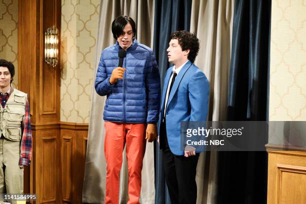 Adam Sandler" Episode 1765 -- Pictured: Pete Davidson as Little Nicky and Beck Bennett as the Wedding Singer during the "Sandler Family Reunion"...