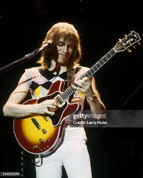 Steve Howe performing with 'Asia' at the Stockton Civic Center in Stockton, California on January 1, 1981.