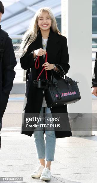Lisa leaves Incheon International Airport for a concert in Bankok. January 09, 2019 in Incheon, South Korea.