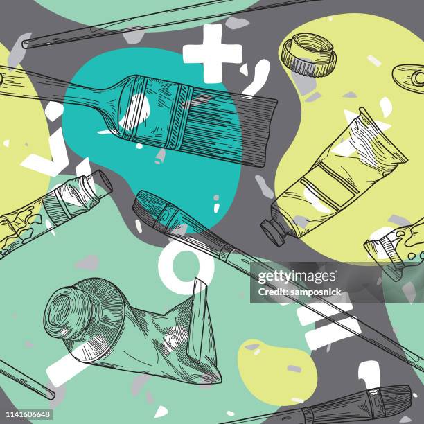 modern terrazzo blob art and painting seamless pattern - terrazzo pattern stock illustrations
