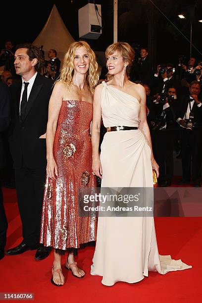 Actresses Sandrine Kiberlain and Karin Viard attend the "Polisse" premiere at the Palais des Festivals during the 64th Cannes Film Festival on May...
