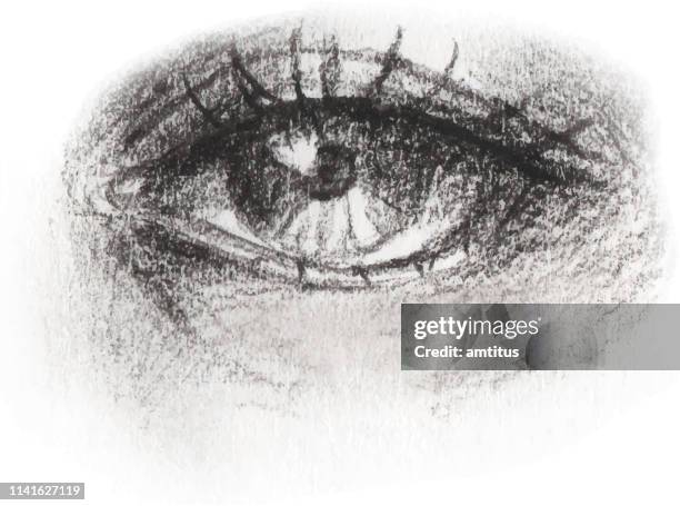 stockillustraties, clipart, cartoons en iconen met eye houtskooltekening - houtskooltekening