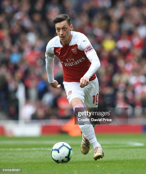 Mesut Ozil of Arsenal during the Premier League match between Arsenal FC and Brighton & Hove Albion at Emirates Stadium on May 5, 2019 in London,...