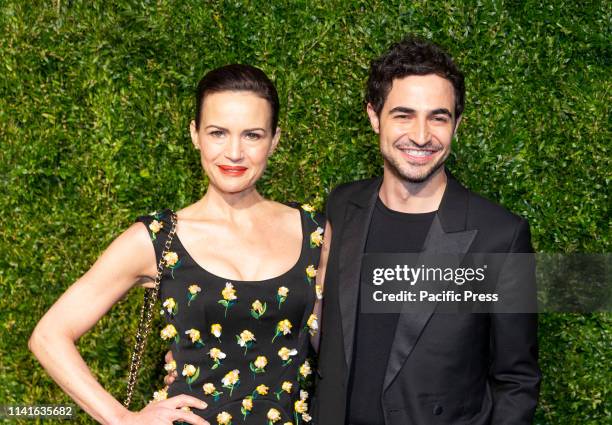 Carla Gugino wearing Chanel and Zac Posen attend the Chanel 14th Annual Tribeca Film Festival Artists Dinner at Balthazar.