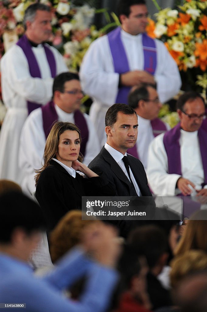 Spanish Prince Felipe and Princess Letizia Visit Quake Aeria in South-eastern Spain