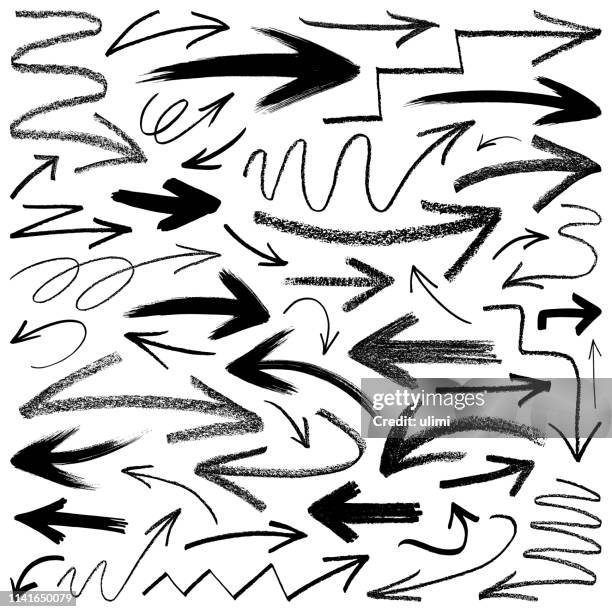 ilustraciones, imágenes clip art, dibujos animados e iconos de stock de flechas, elementos de diseño vectorial - lápiz de color
