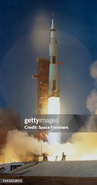 The launch of NASA's Apollo 11 space vehicle from Pad A, Launch Complex 39 at the Kennedy Space Center in Florida, on its lunar landing mission, 16th...