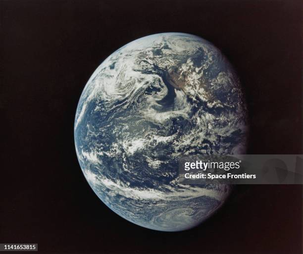 Parts of North America and Central America as seen from the Apollo 11 spacecraft during its translunar journey toward the Moon, 16th July 1969. The...