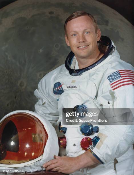 Astronaut Neil Armstrong, Commander of NASA's Apollo 11 lunar landing mission, photographed at the Manned Spacecraft Center in Houston, Texas, July...