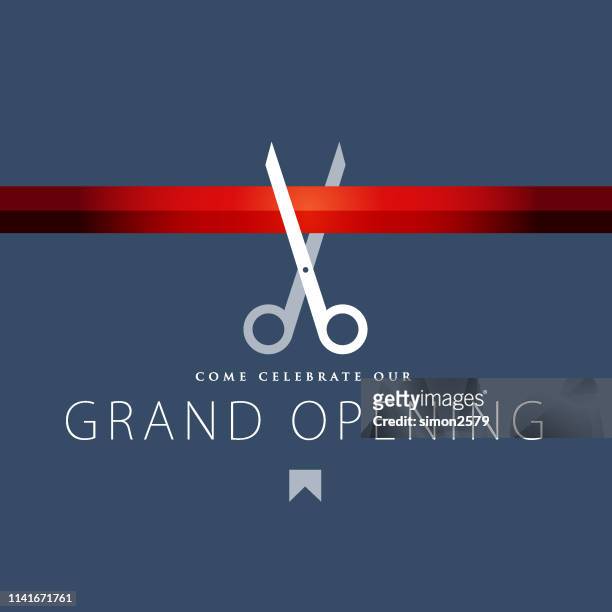 grand opening einladung design - ribbon cutting stock-grafiken, -clipart, -cartoons und -symbole