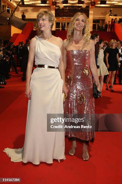 Actresses Karin Viard and Sandrine Kiberlain attend the "Polisse" premiere at the Palais des Festivals during the 64th Cannes Film Festival on May...