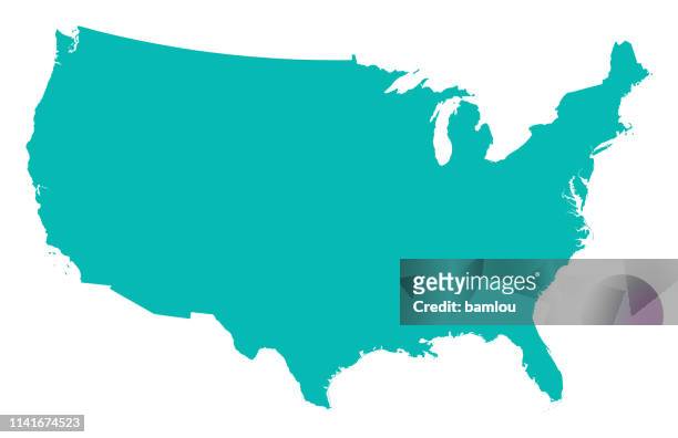 detailed map of the united states of america - usa stock illustrations