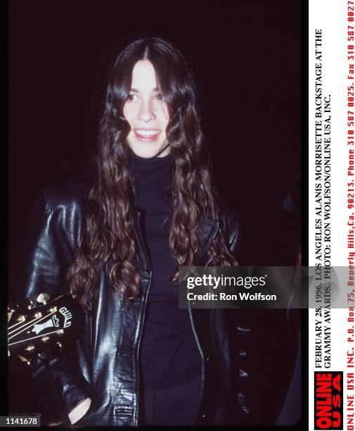 Alanis Morissette backstage at the 28th Annual Grammy Awards, February 28 in Los Angeles, California.