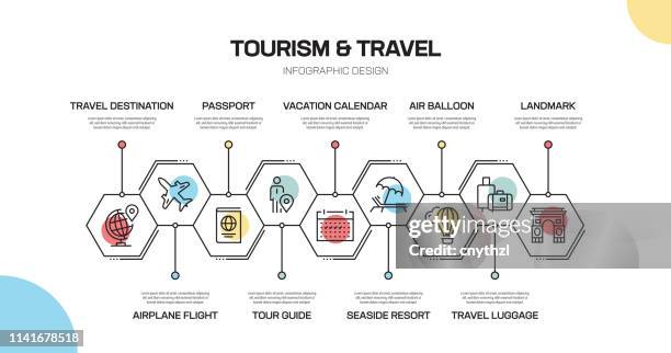 tourism and travel related line infographic design - boarding pass infographic stock illustrations