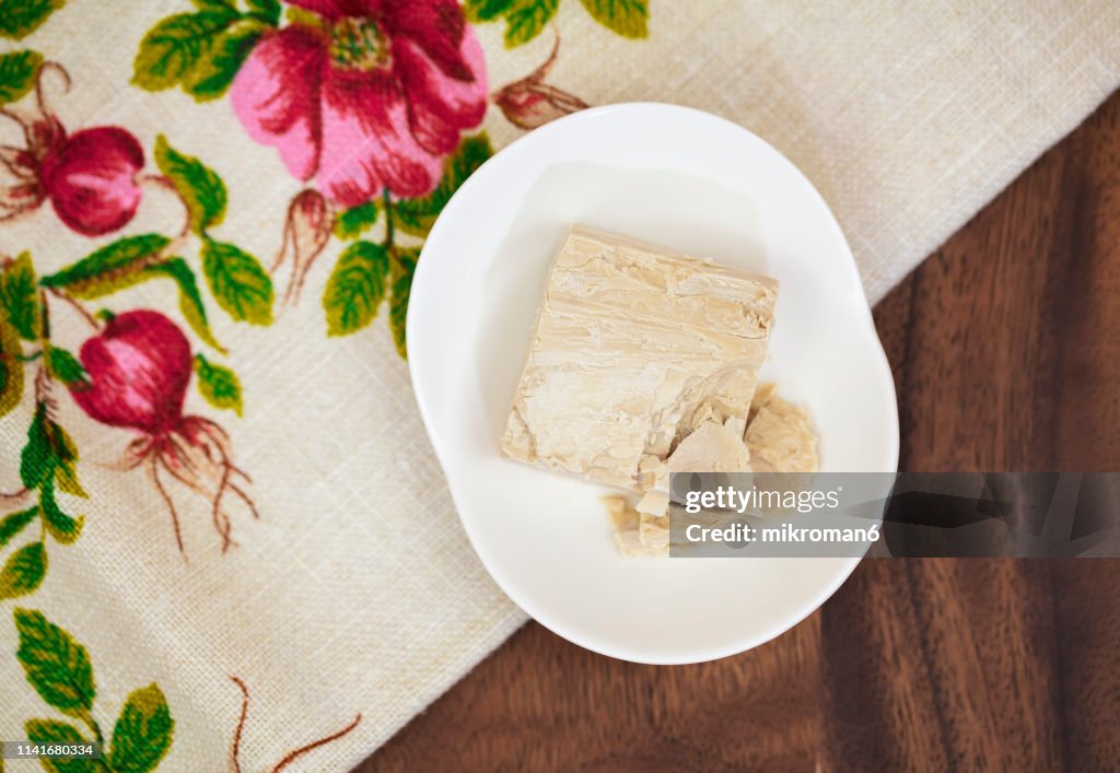 Close-Up Of Fresh Yeast Cube