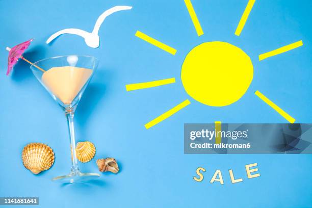 summer vacation, conceptual still life. - june sale stock pictures, royalty-free photos & images