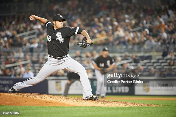 Chicago White Sox Sergio Santos in action, pitching vs New York Yankees at Yankee Stadium. Bronx borough of New York City 4/25/2011 CREDIT: Porter...