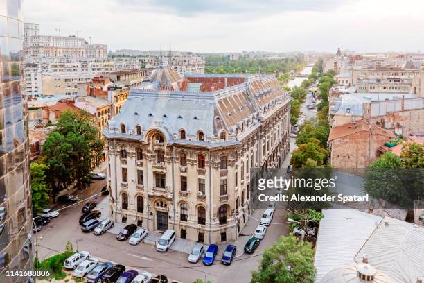 aerial view of historical buildings in bucharest old town, romania - bucharest building stock pictures, royalty-free photos & images