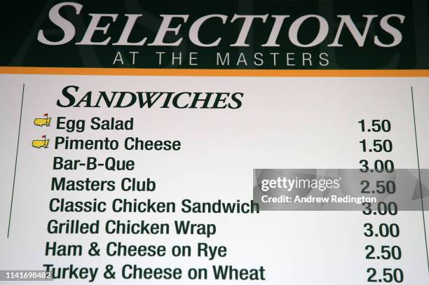 Detailed view of Masters food items during a practice round prior to the Masters at Augusta National Golf Club on April 10, 2019 in Augusta, Georgia.