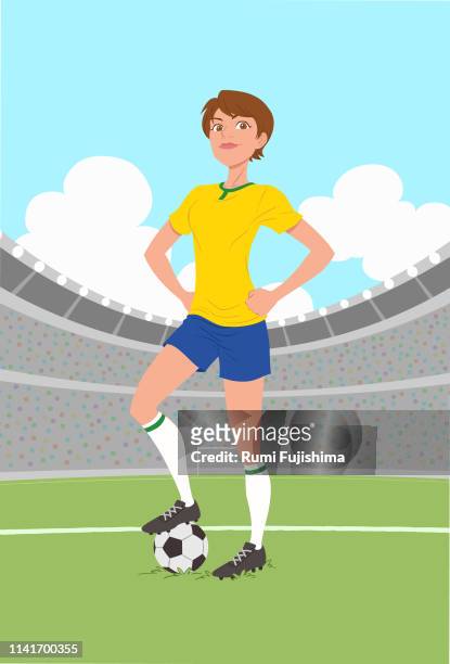 ilustrações, clipart, desenhos animados e ícones de jogador de futebol fêmea - female likeness