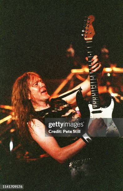 Janick Gers of Iron Maiden performs on stage at Earls Court Arena on June 16th, 2000 in London, England.