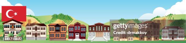turkish houses - amasya stock illustrations