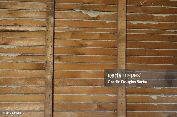 exposed wall of lathe boards and plaster - studded stock pictures, royalty-free photos & images
