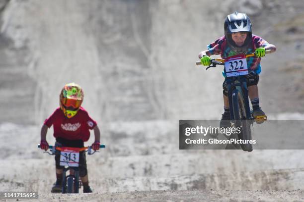 whistler crankworx kids mountain bike race - group tour championship round two stock pictures, royalty-free photos & images