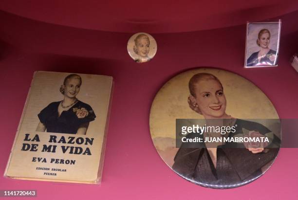 View of the book "La razon de mi vida" writen by former Argentina's First Lady Eva Peron , exhibited at the Evita Museum, in Buenos Aires on May 6,...