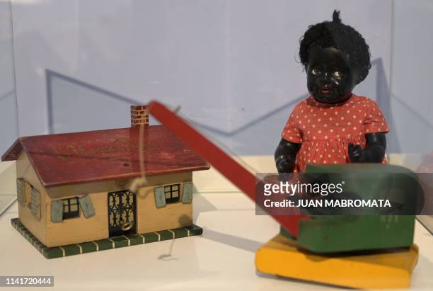 Objetcs of the "Childhood and Peronism, the toys of the Eva Peron Foundation" exhibit are displayed at the Evita Museum in Buenos Aires on May 6,...