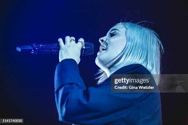 English singer Anne-Marie performs live on stage during a concert at Tempodrom on May 6, 2019 in Berlin, Germany.