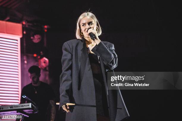 English singer Anne-Marie performs live onstage during a concert at Tempodrom on May 6, 2019 in Berlin, Germany.