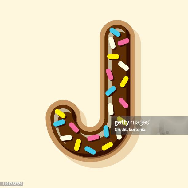 glazed chocolate donut letter - chocolate icing stock illustrations