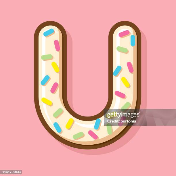 glazed vanilla donut letter - letter u stock illustrations