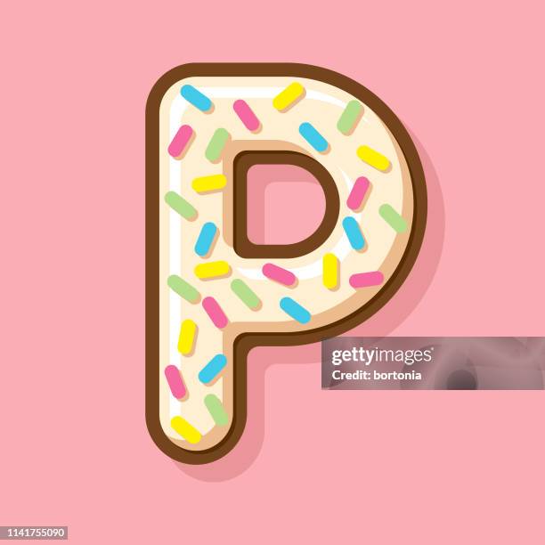 glazed vanilla donut letter - vanilla cake stock illustrations