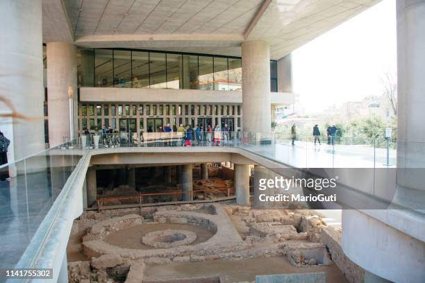 acropolis museum entrance - athens stock pictures, royalty-free photos & images