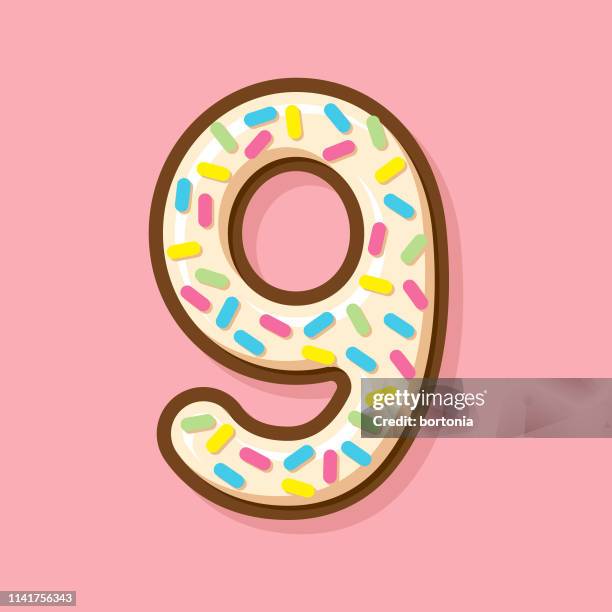 glazed vanilla donut number - vanilla cake stock illustrations