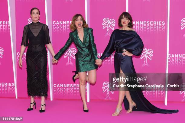 Cast members of 'Perfect Life', Spanish actresses Aixa Villagran , Leticia Dolera and Celia Freijeiro pose on the pink carpet prior to the closing...