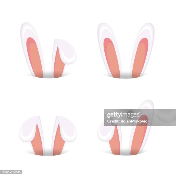 stockillustraties, clipart, cartoons en iconen met paashaas cartoon oren collectie, icon set. vector illustratie. - bunny ears