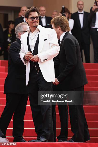 Actor Johnny Depp attends the "Pirates of the Caribbean: On Stranger Tides" premiere at the Palais des Festivals during the 64th Cannes Film Festival...