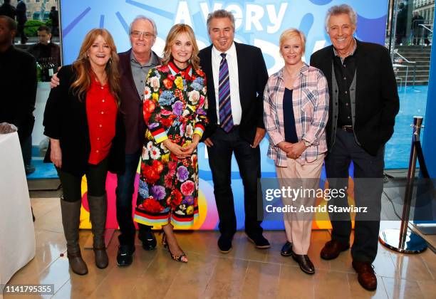 Susan Olsen, Mike Lookinland, Maureen McCormick, Christopher Knight, Eve Plumb, and Barry Williams attend Discovery Inc. 2019 NYC Upfront at Alice...