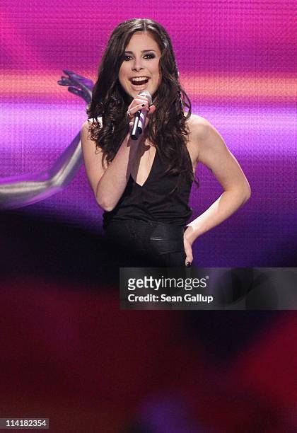 Lena Meyer-Landrut of Germany performs in the grand finale of the Eurovision Song Contest 2011 on May 14, 2011 in Dusseldorf, Germany.