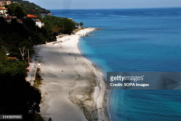 View of the beach Papa Nero seen in Pelion. The Greek region of Pelion is named after the Mountain and is full of villages showcasing the local...