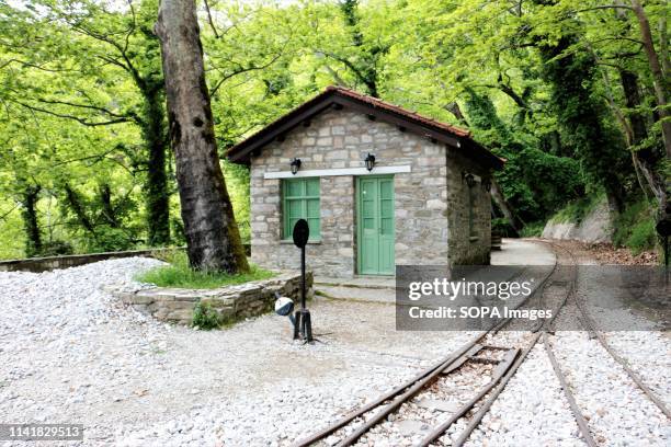 An old train keeper's house seen at millies in Pelion. The Greek region of Pelion is named after the Mountain and is full of villages showcasing the...