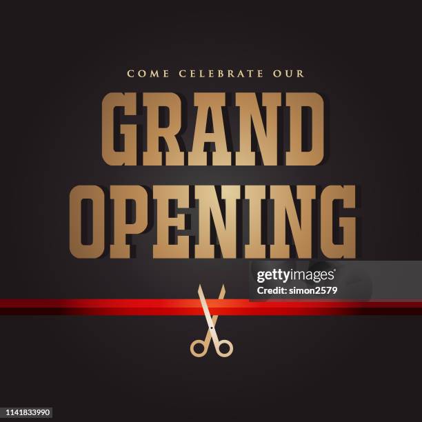 grand opening invitation design - ribbon cutting stock illustrations