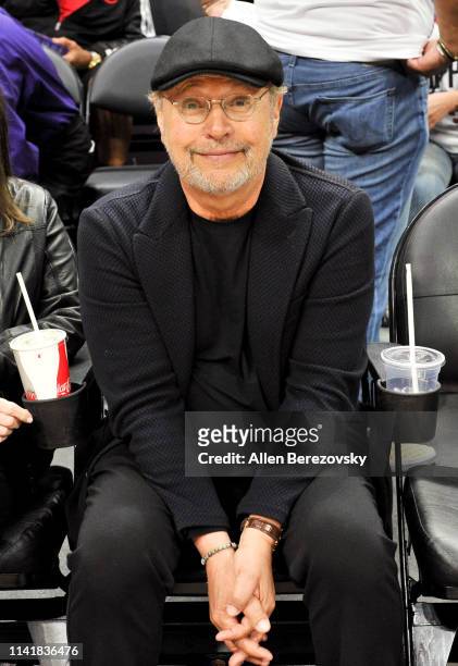 Billy Crystal attends a basketball game between the Los Angeles Clippers and the Utah Jazz at Staples Center on April 10, 2019 in Los Angeles,...